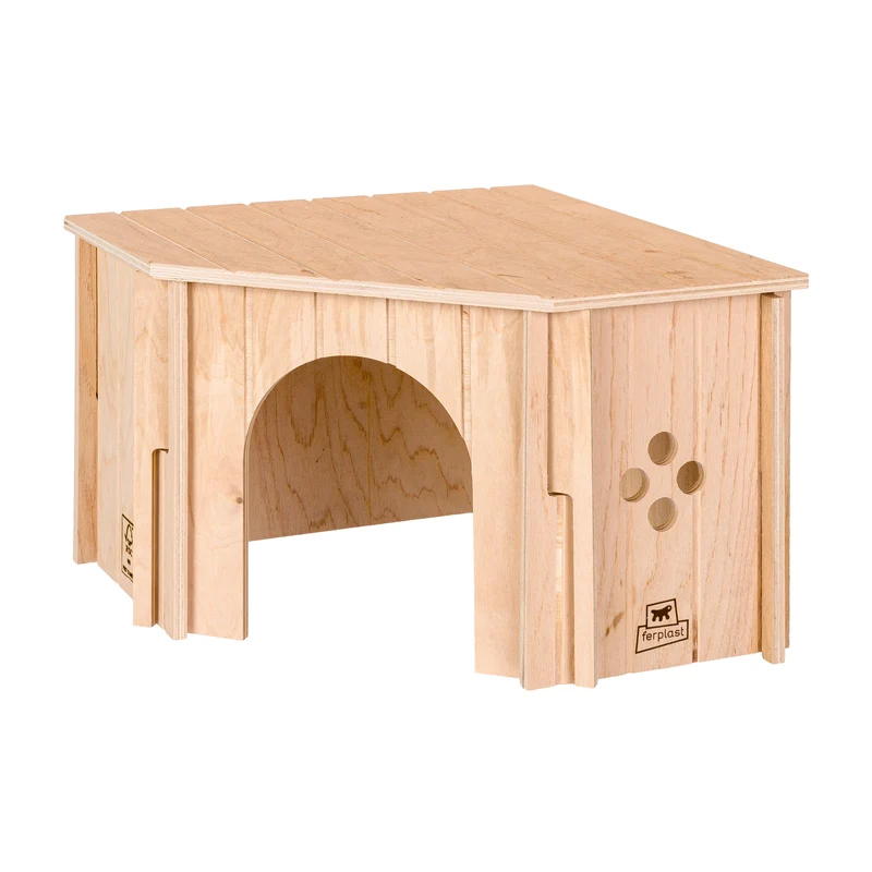 SIN CORNER Casita esquinera de madera para pequeños animales
