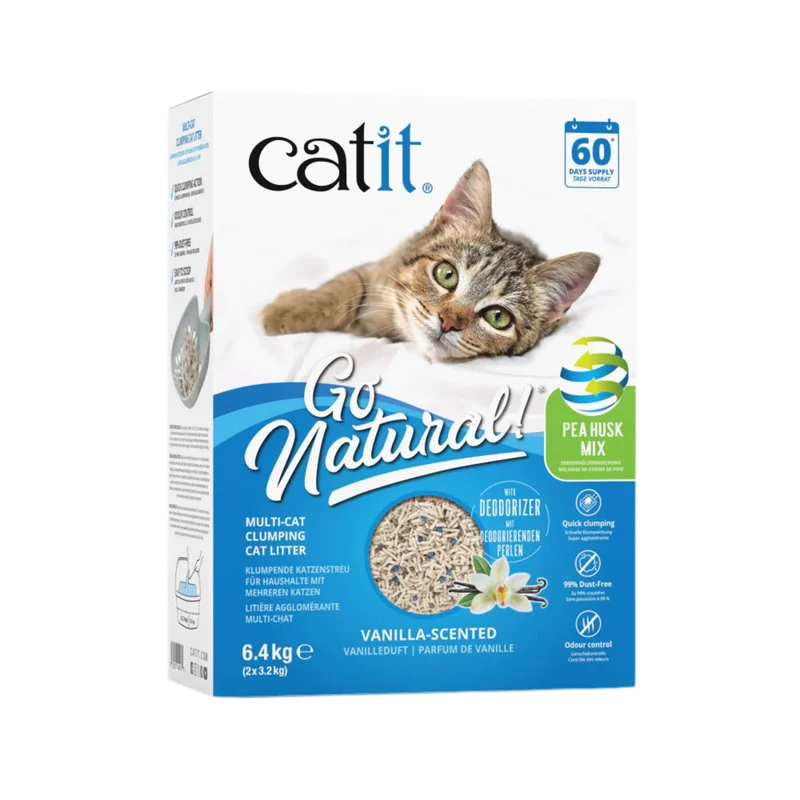 Catit | Go Natural Arena aglomerante vegetal para gatos – Mix de cáscara de guisante