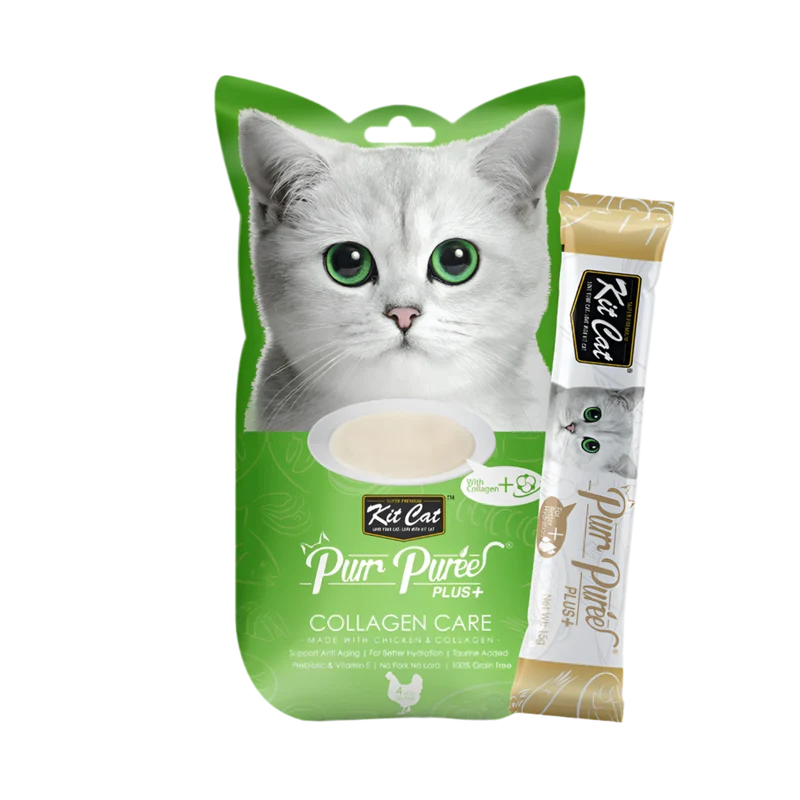 Kit Cat | PurrPuree Plus Pollo - Cuidado del colágeno (4x15g)