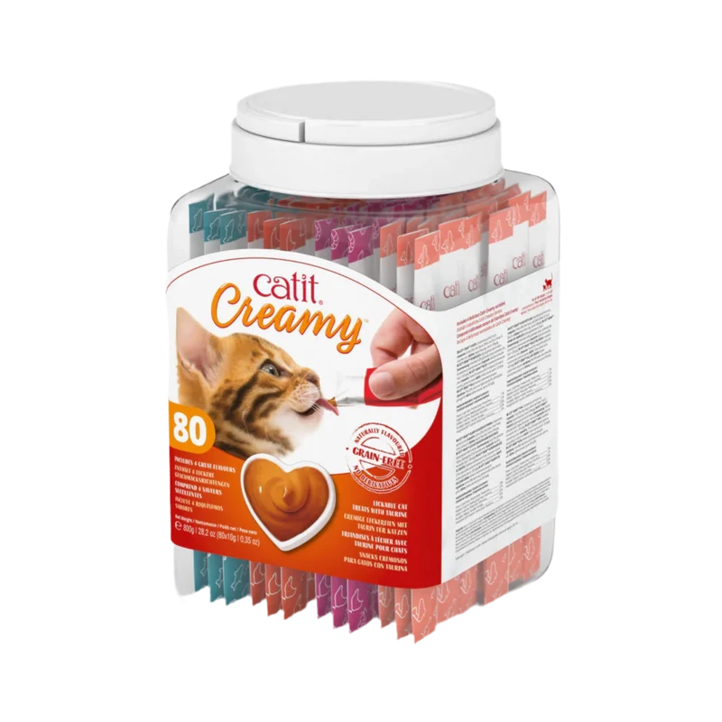 Catit Creamy | Snack cremoso para gatos – Pack surtido 80 tubos