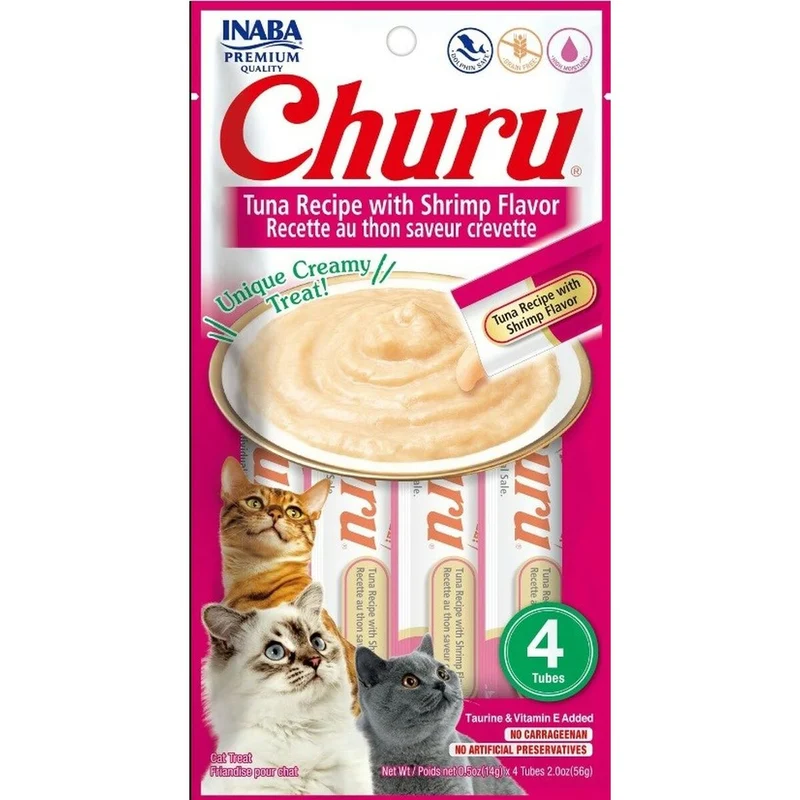 Snack for Cats Inaba Churu Tuna Fish Prawns Seafood 4 x 14 g