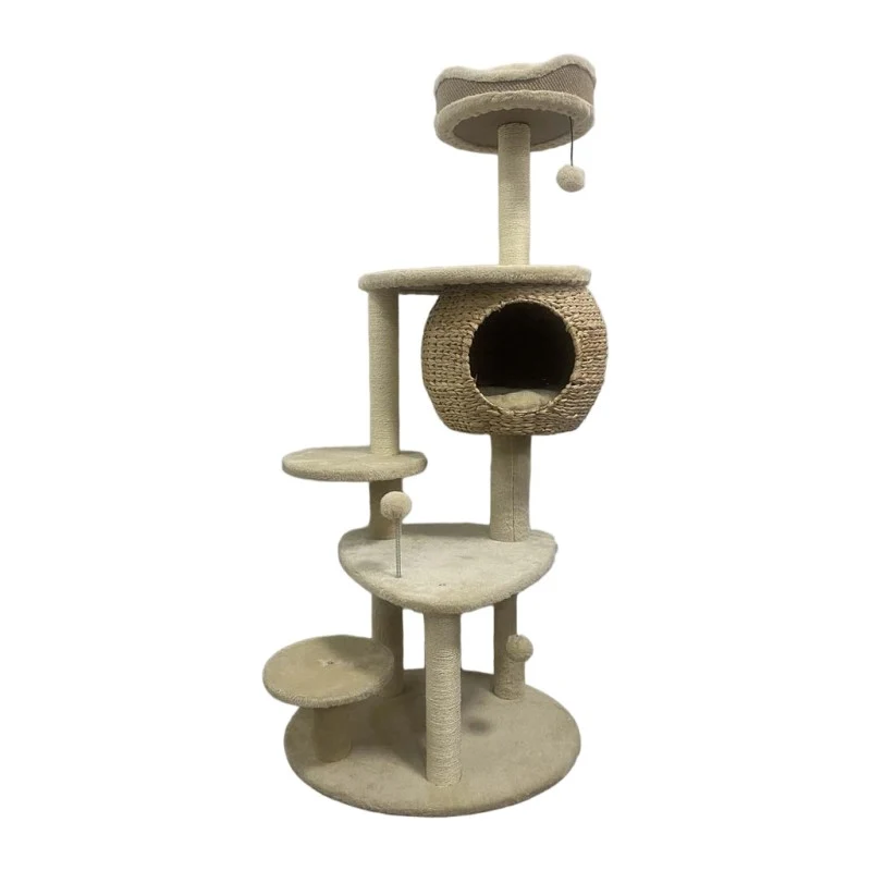 Twinbee Árbol Rascador con Cueva de Mimbre - 134cm