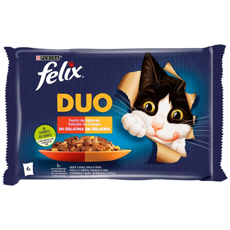 Purina Felix Tasty Shreds Buey&Pollo 12x(4x80g)