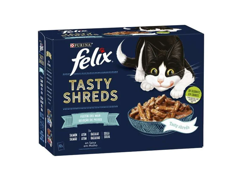 Purina Felix Tasty Shreds Festin Del Mar 12x80g