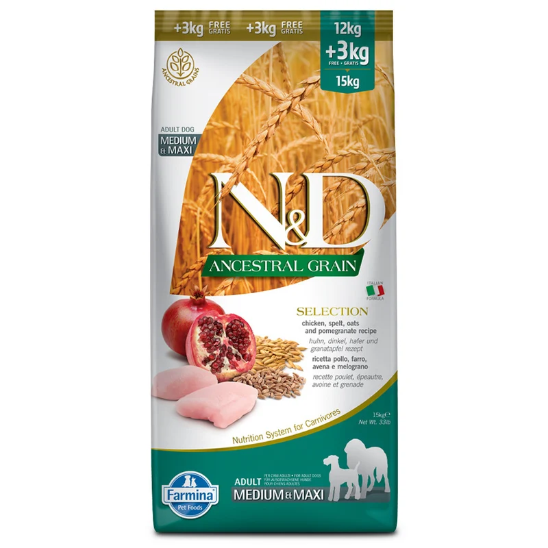 Farmina N&D Ancestral Adult Medium & Maxi Checken Pom