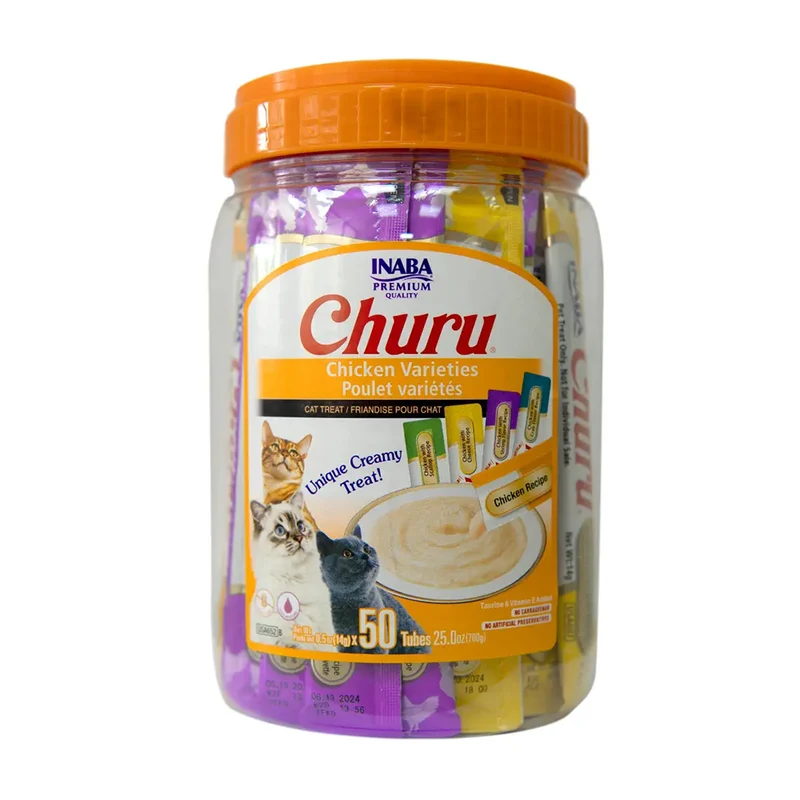 Bombonera Churu para gatos x 50 unidades - Variedades de Pollo - 5 sabores