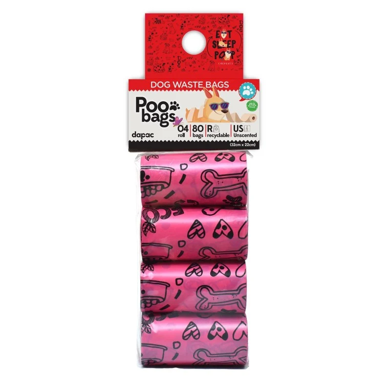 PooBags Rosas 4 Rollos x20 Bolsas