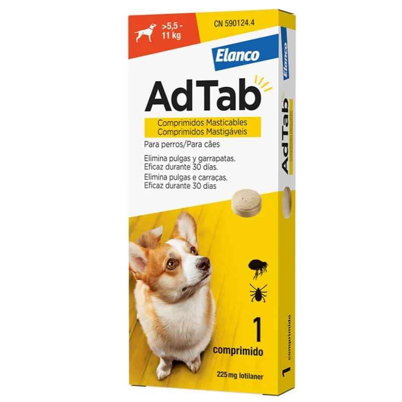 ADTAB 225 mg Perro 5,5-11 kg (1 comp.). Pulgas y garrapatas