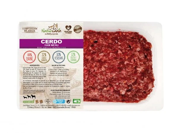Menú BARF monoproteico cerdo - Naturcanin