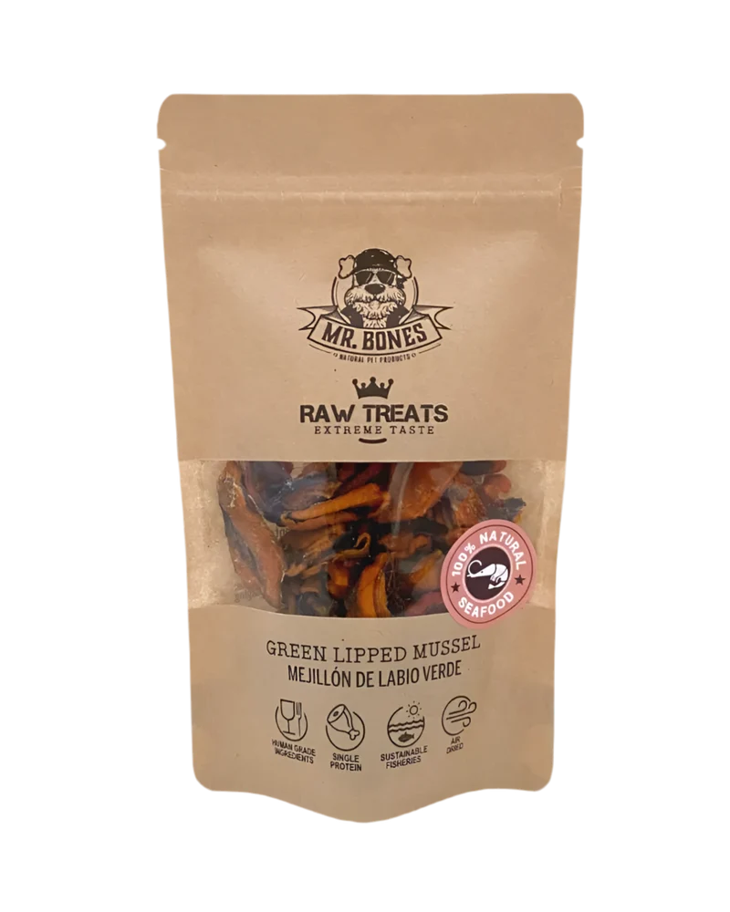 Mr. Bones | Raw Treats Mejillón de labio verde – Snack natural para perro y gato