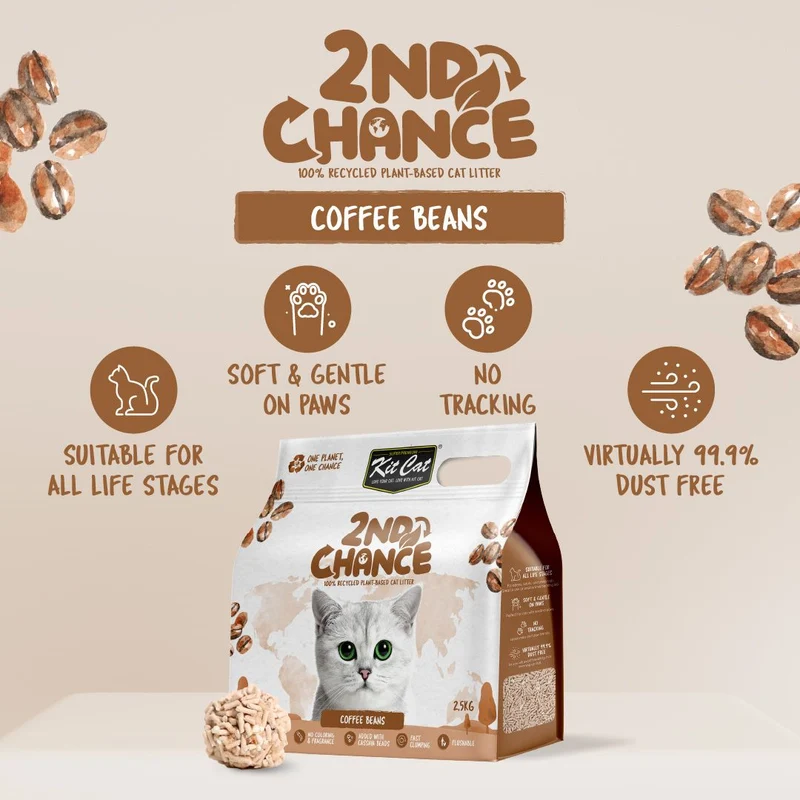 Kit Cat | Arena 2nd Chance - Semillas de Café , Guisante y Yuca (2,5kg)