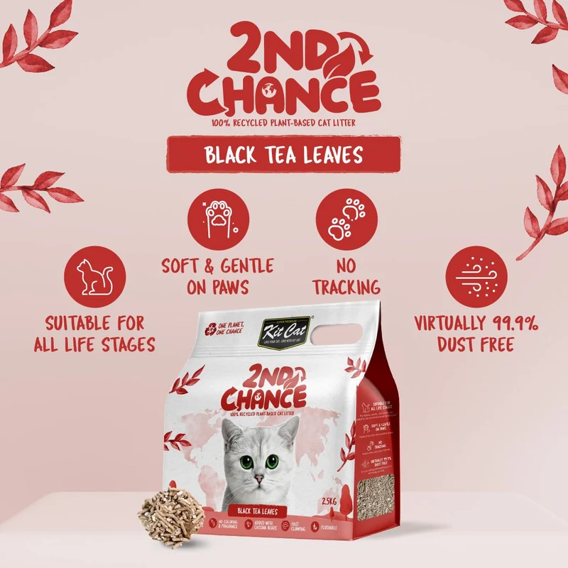 Kit Cat | Arena 2nd Chance - Hojas de Té Negro, Guisante y Yuca (2,5kg)