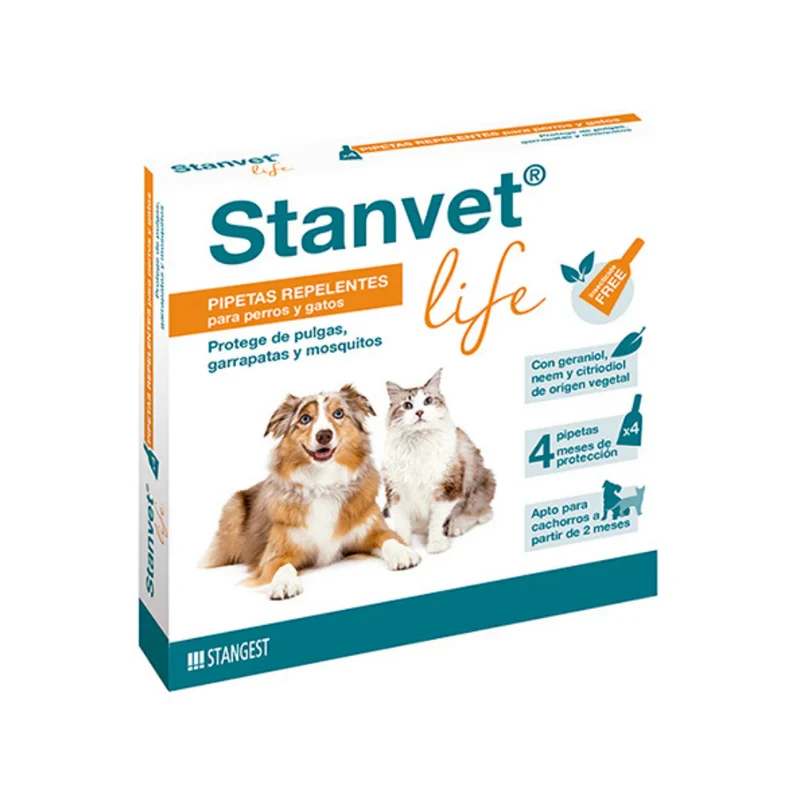 Stangest - 4 Pipetas naturales repelentes para perro y gato Stanvet Life