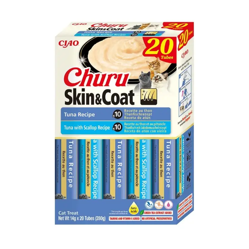 Churu Cat Variedades Skin&Coat De Atún, 20 Unidades