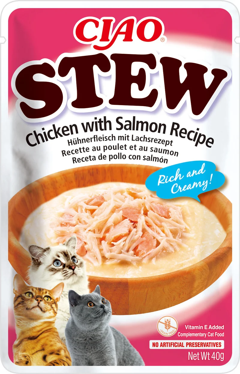 Inaba | Stew de pollo con salmón para gatos (12x40g)