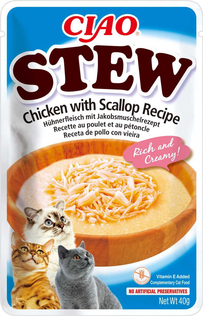 Inaba | Stew de Pollo con vieiras para gatos (12x40g)