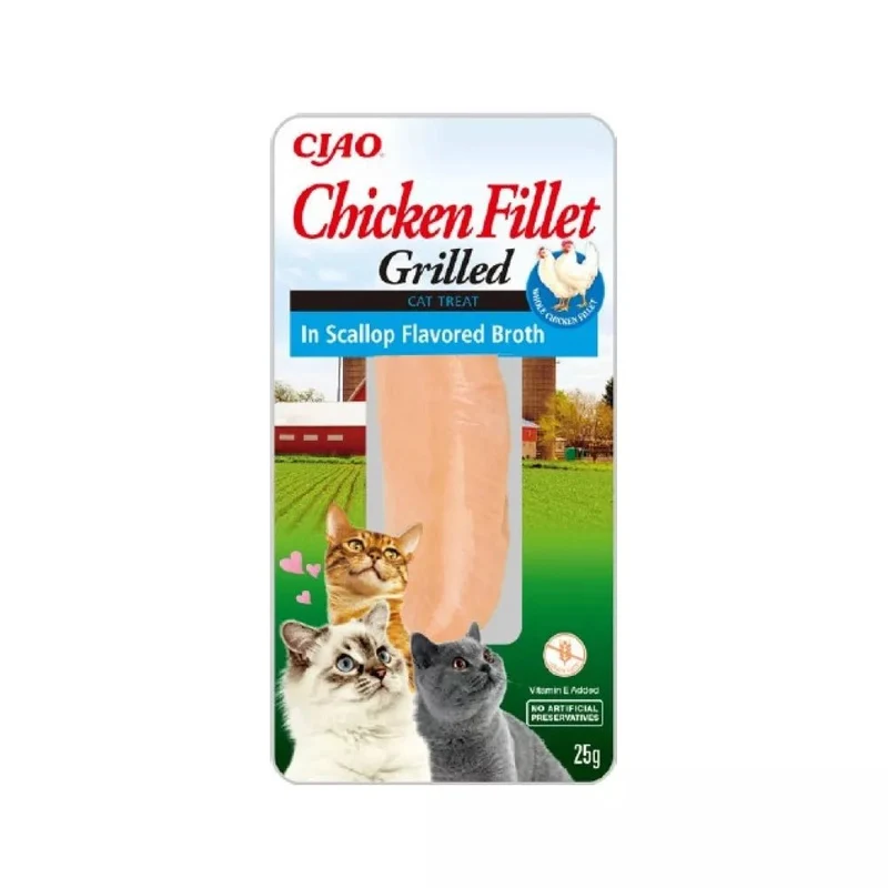 Inaba Churu Cat Filetes de Pollo a la Parrilla en Caldo de Vieira Snack Gatos