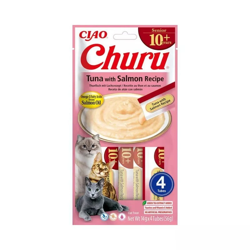 Inaba Churu Cat Senior Atún con Salmón Snack Gatos Mayores 4 x 14 g