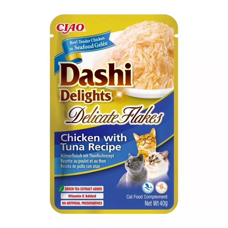 Inaba Churu Cat Dashi Delights Delicate Flakes Pollo y Atún Snack Gatos 40 g