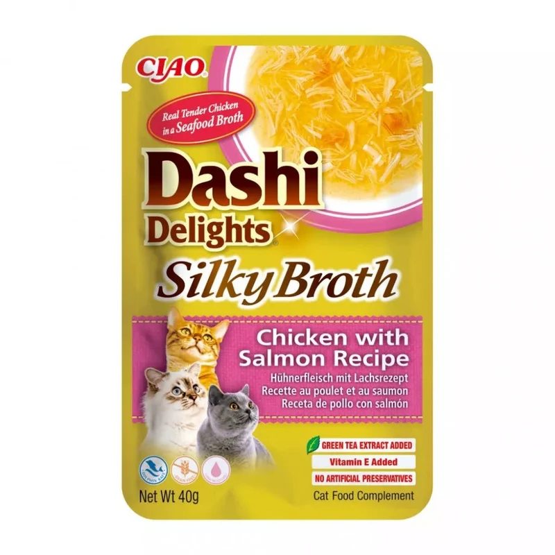Inaba Churu Cat Dashi Delights Silky Broth Sopa Pollo y Salmón Snack Gatos