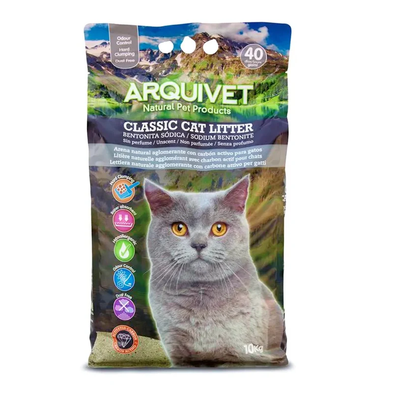 Arquivet Classic Cat Litter Arena Bentonita con Carbón Activo 10 kg