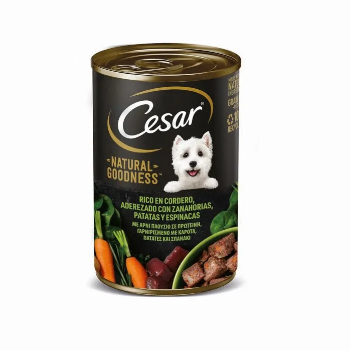 Cesar Natural Lata Cordero, comida húmeda para perros adultos 6 latas de 400g