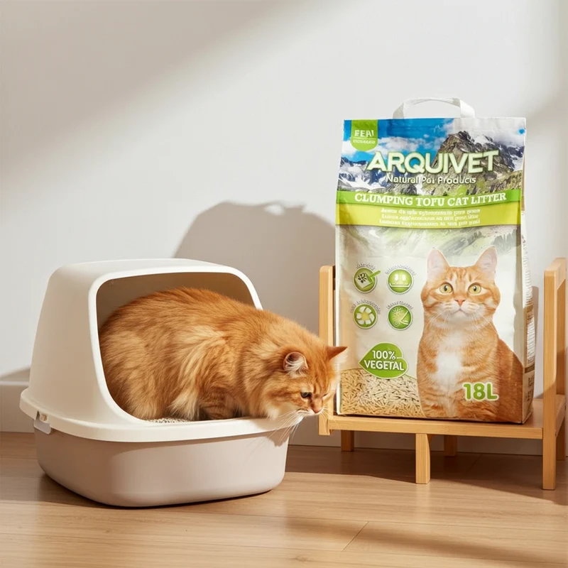 Arena para gatos de tofu biodegradable 18l – sin polvo, aglomerante y apta para WC