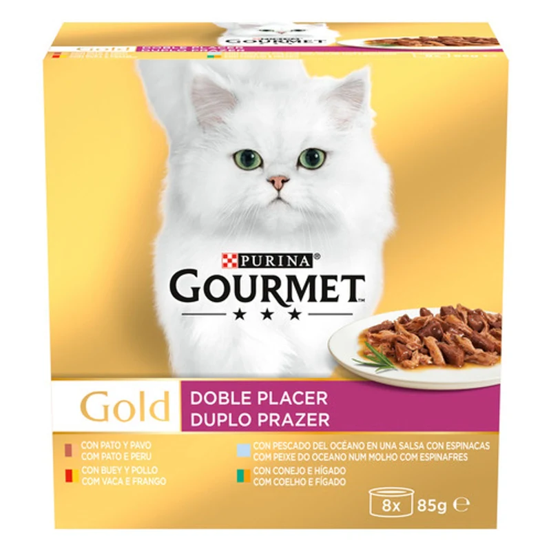 Purina Gourmet Gold Multi Doble Placer Surtido Comida Húmeda 8x85g