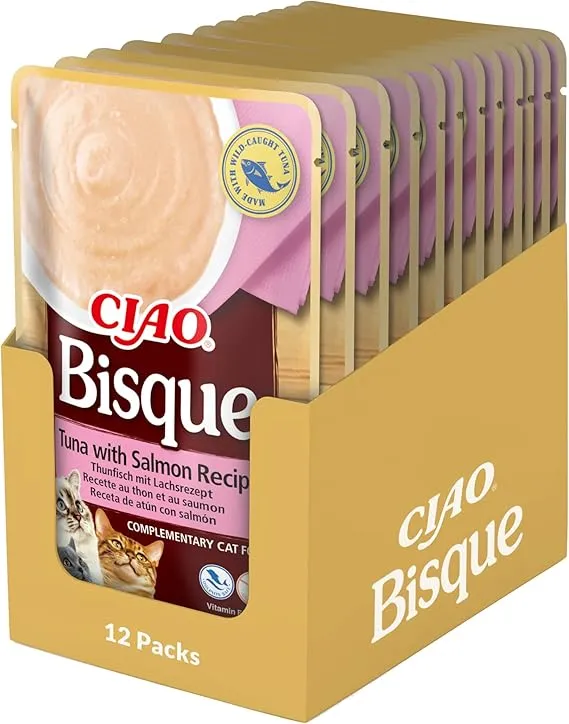 Churu Cat Ciao Bisque Atún y Salmón Puré 12 sobres de 40g