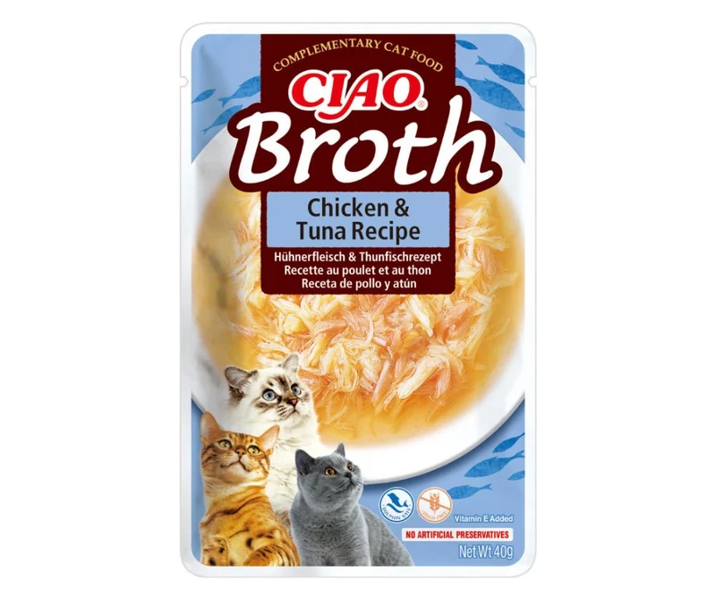Churu Ciao Broth Receta Pollo y Atún Comida Húmeda para Gatos 12x40g