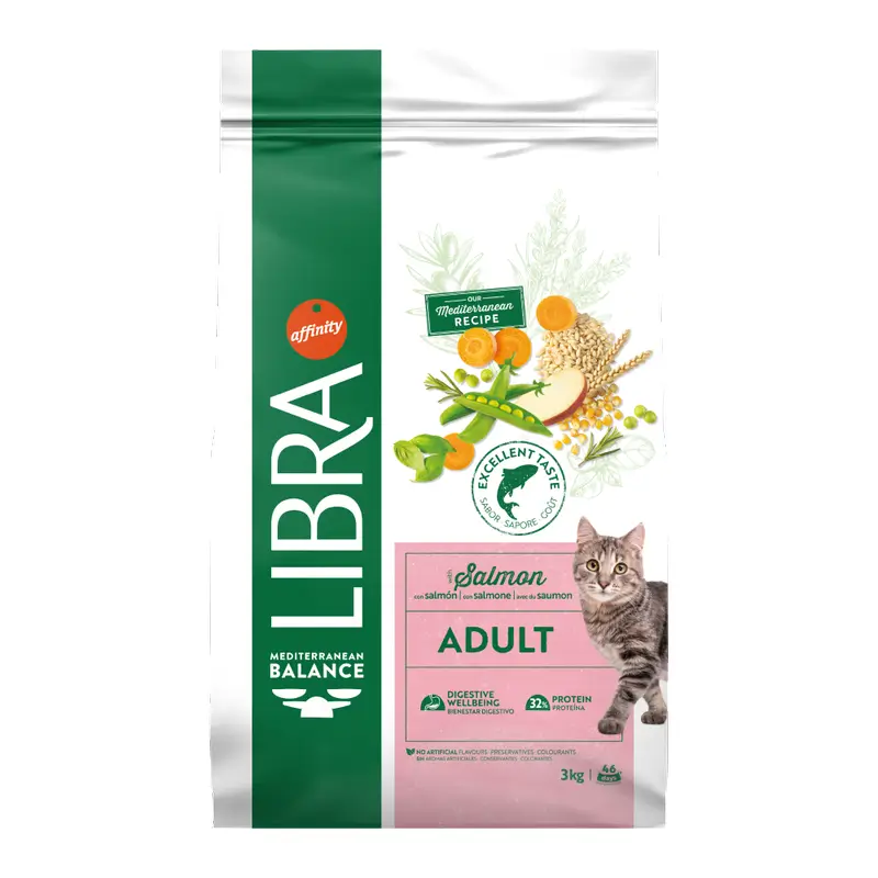 Libra Pienso Para Gatos, Con Salmón, Premium, 3 kg