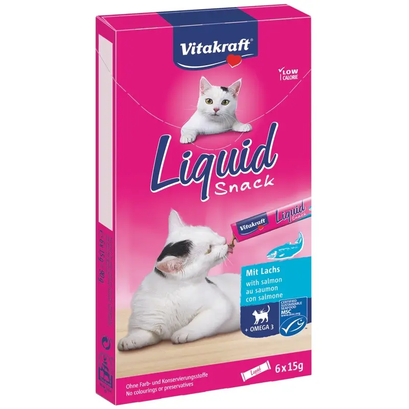 Vitakraft Cat Liquid Snack Salmón con Omega 11x6 unidades