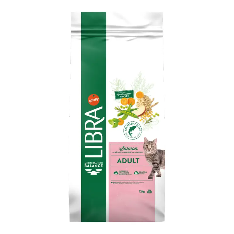 Libra Pienso Para Gatos, Con Salmón, Premium, 12 kg