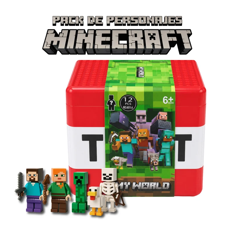 Caja x12 Muñecos TNT/Creeper/Steve/Slender
