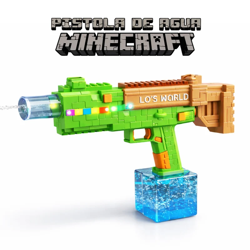 PISTOLA AUTOMÁTICA DE AGUA TIPO MINECRAFT