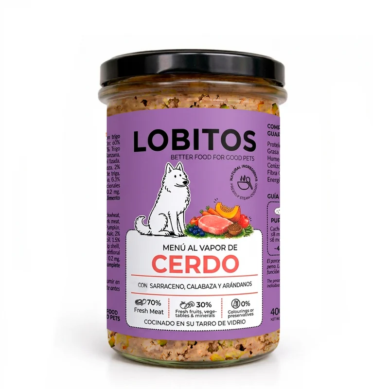 LOBITOS Menú al Vapor de Cerdo 400g
