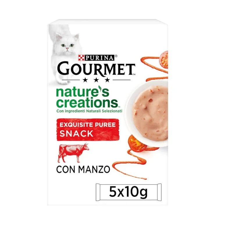 Purina Gourmet Nature’s Creations Puré Buey Con Tomate 5x10g
