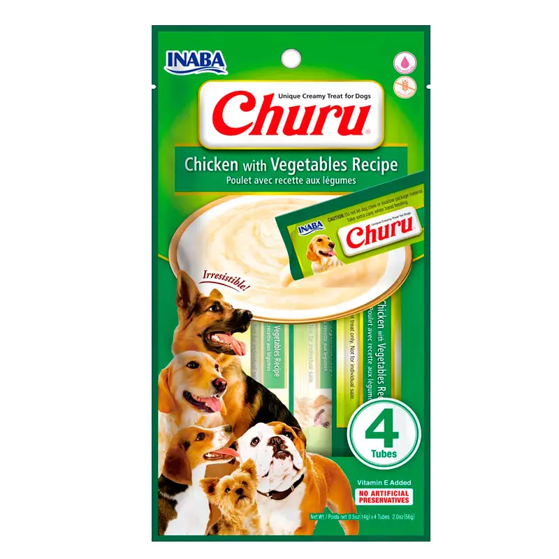 INABA Dog Churu Pollo y Vegetales 4x14g