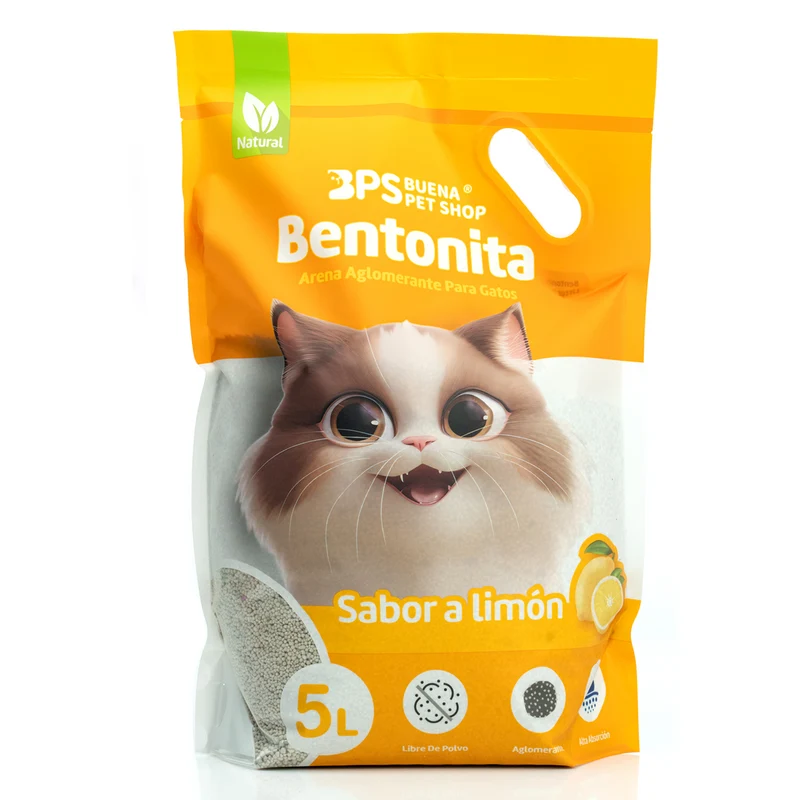 BPS® Arena BENTONITA Aglomerante para Gatos - Limon