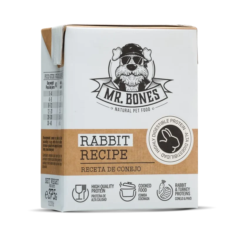 Mr.Bones Comida Cocinada de Conejo con Vegetales 375g