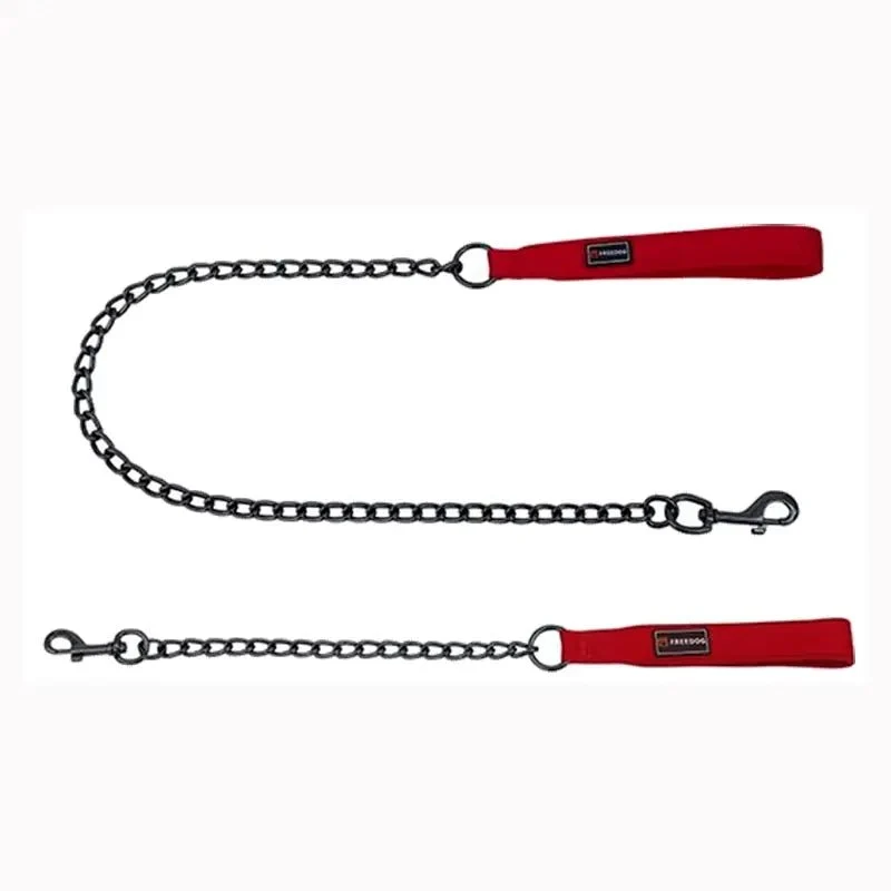 Freedog Correa Metálica Gun Roja 100cm