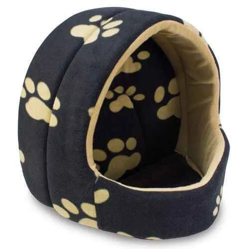 Arquivet Casa Iglú Huellas Negro para Perros y Gatos