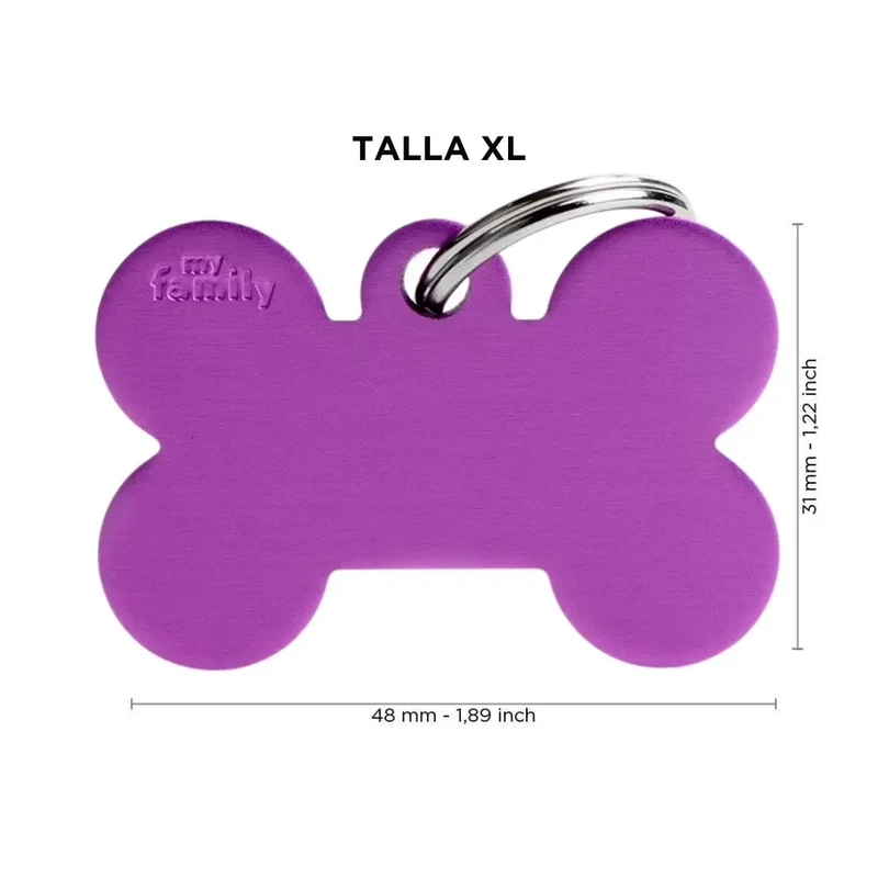 Placa Identificativa MyFamily Basic Hueso Aluminio morado