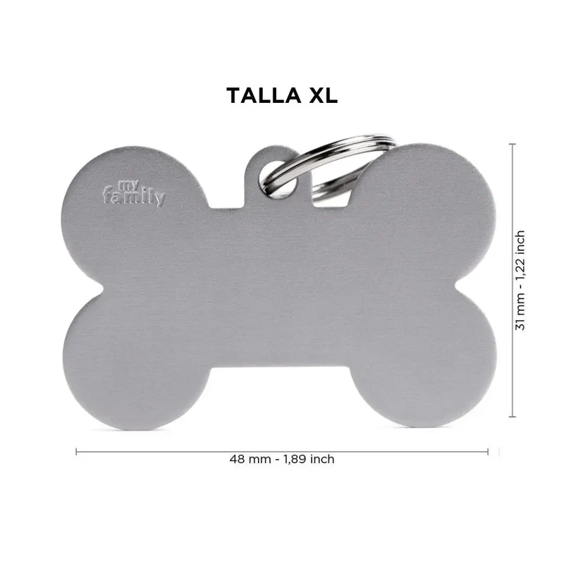 Placa Identificativa MyFamily Basic Hueso Aluminio gris