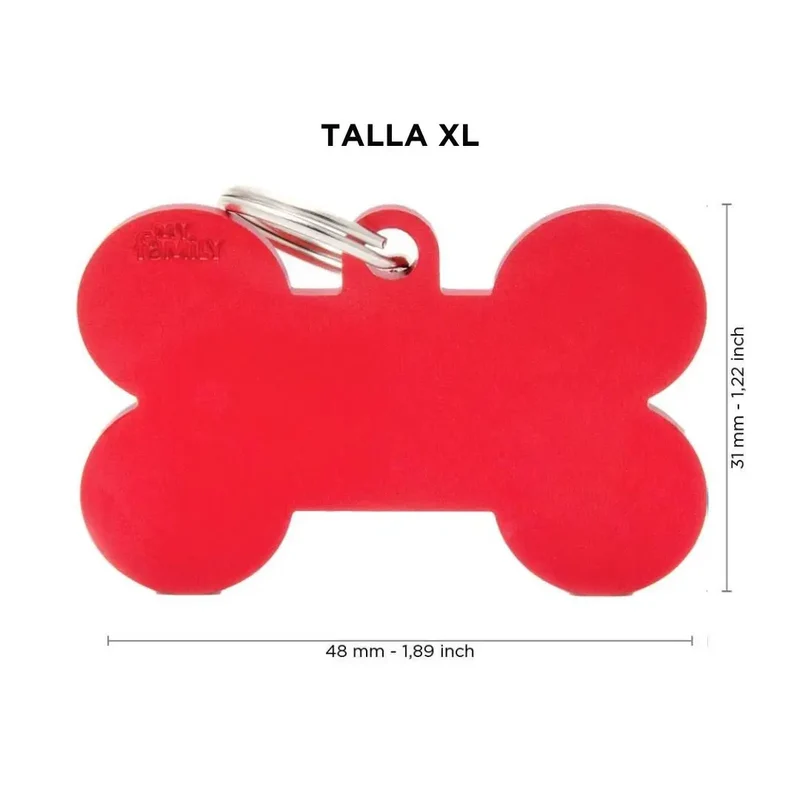 Placa Identificativa MyFamily Basic Hueso Aluminio rojo