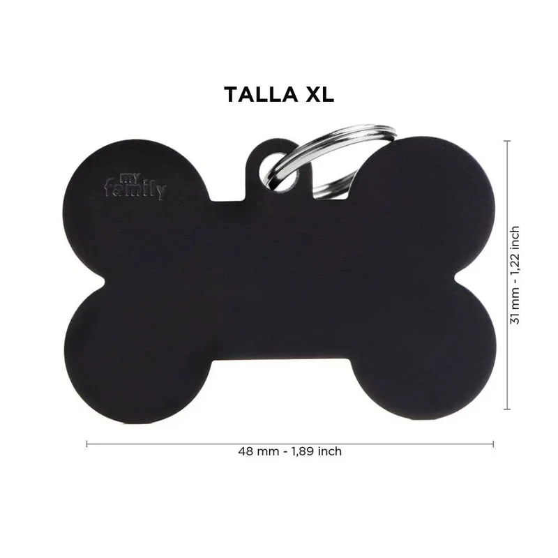 Placa Identificativa MyFamily Basic Hueso Aluminio negro
