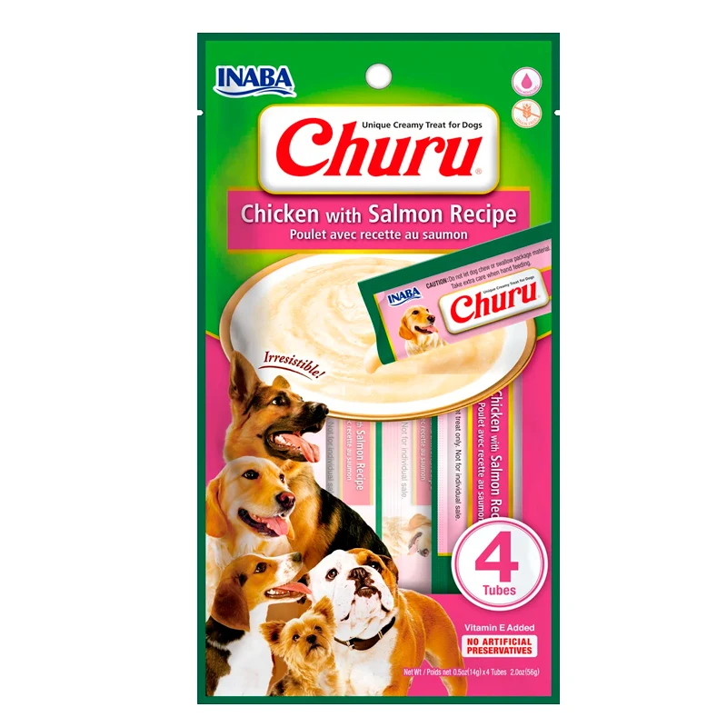 Inaba Dog Churu Pollo con Salmón 4x14g