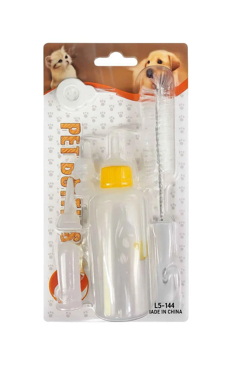 Biberón con Cepillo y 5 Tetinas para Animales Pequeños 60ml