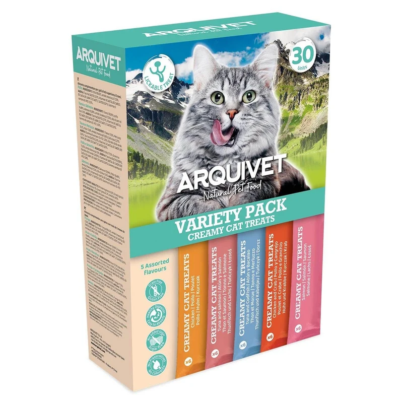 Arquivet Gato - Snacks cremosos Pack 5 sabores (30 ud)