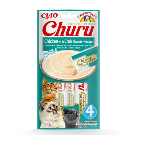 Churu Snack Cremoso de Pollo con Cangrejo para Gatos